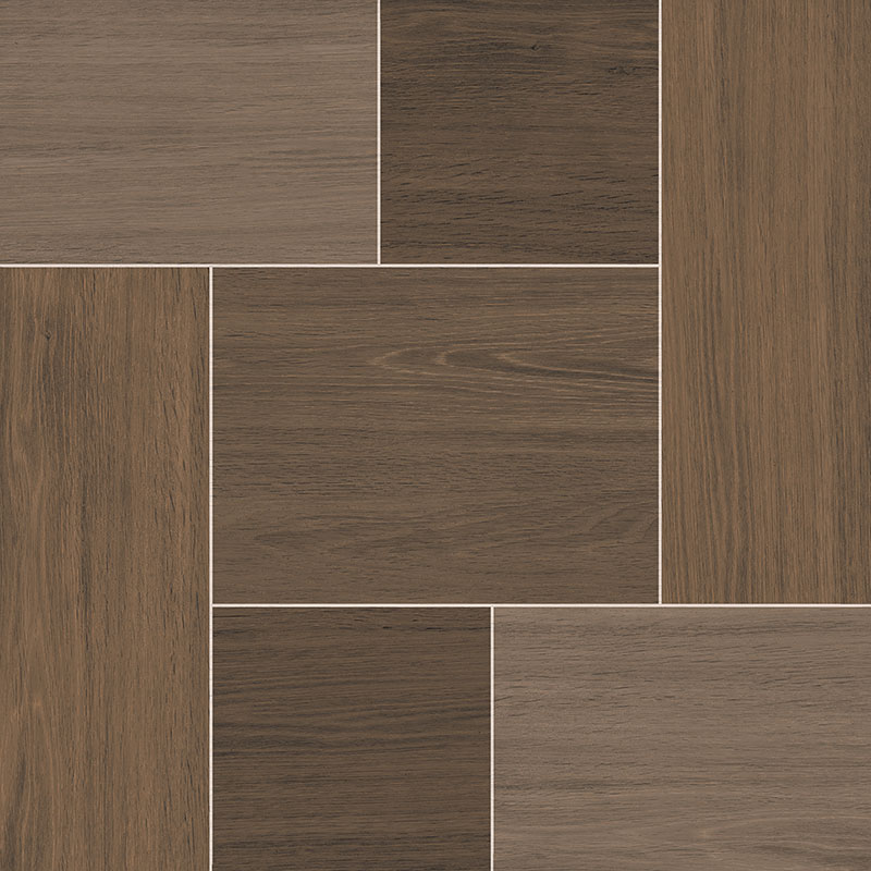 Checker Dark Wood Look Porcelain Tiles